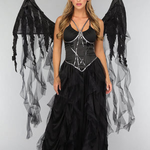 CARNA50 Duister Engel Kostuum met Vleugels