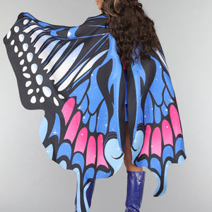 CARNA30 Kleurrijke Vlinder Cape in Blauw