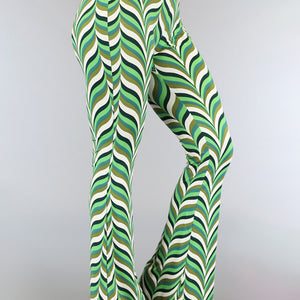 Groene Retro Tall Broek met Flair Pijpen