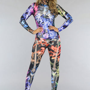 CARNA35 Kleurrijk Skelet Kostuum