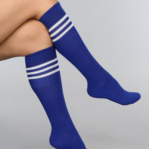 KOSTUUM Sporty Donkerblauwe Kousen met Witte Strepen