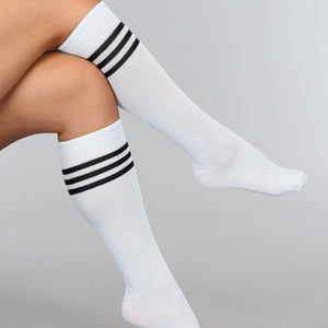 KOSTUUM Sporty Witte Kousen met Zwarte Strepen