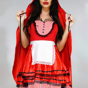 CARNA50 Strapless Roodkapje Kostuum met Cape