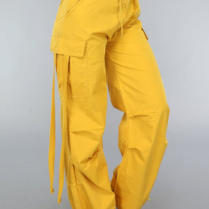 NEW0111 Mosterd Gele Parachute Broek