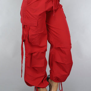 NEW0111 Rode Wijde Parachute Broek