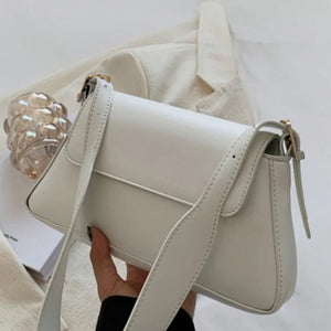 NEW0305 Witte Verstelbare Lederlook Schoudertas