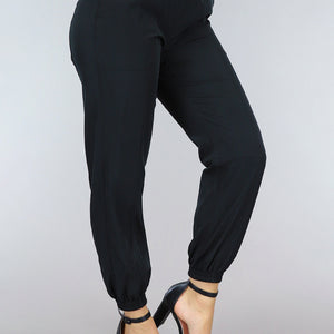 NEW0305 Zwarte Parachute Jogger