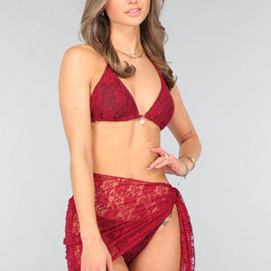 NEW050225 Rode Bikini Set met Kanten Details