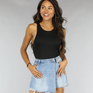 NEW0507 Zwarte Bodysuit van Stretch Stof