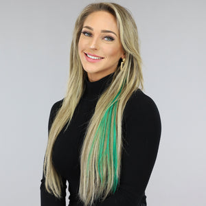 NEW0603 Clip in Haarextension Donkergroen