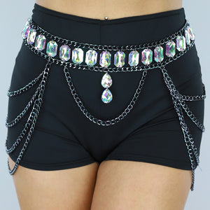 NEW0603 Zilveren Waist Chain met Strass Stenen