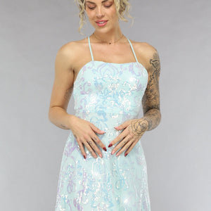 NEW0805 Korte Mintgroene Glitter Galajurk