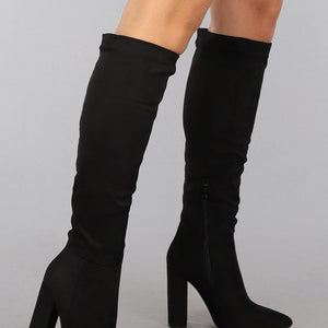 NEW0910 Spitse Suèdelook Laarzen met Blokhak