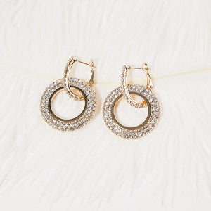 NEW1109 Gouden Ronde Stainless Steel Glitter Oorbellen