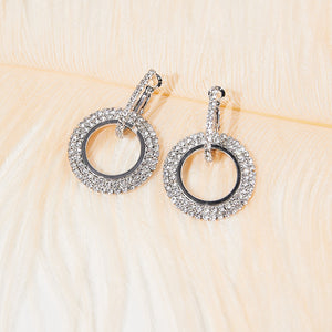 NEW1109 Zilveren Ronde Stainless Strass Oorbellen