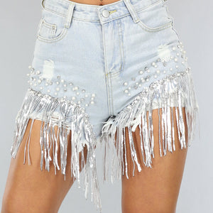 NEW1110 Glitter Fringe Spijkerbroekje