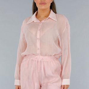 NEW120325 Blouse en Short Set in Lichtroze