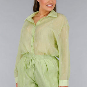 NEW120325 Tweedelige Groene Set met Blouse en Short