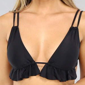 NEW1206 Zwarte Bikinitop met Ruches