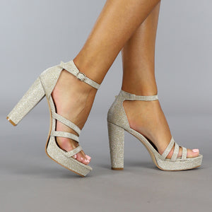 NEW1210 Elegante Gouden Glitter Sandaletten