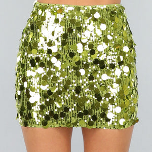 OP=OP.03.NL Korte Groene Sequin Rok