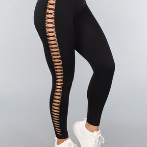 OP=OP.36.NL Zwarte Sportlegging met Open Zijkant