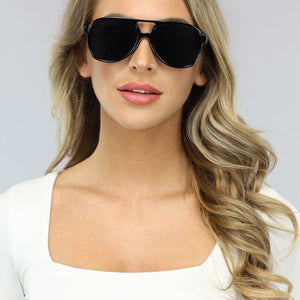 NEW1402 Zwarte Retro Pilotenbril