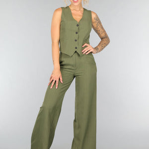 NEW1408 Khaki Pantalon Set met Gilet