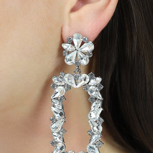 NEW1704 Rechthoekige Zilveren Glitter Oorbellen