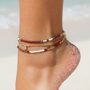 NEW190325 3-Delige Enkelbandjes Set met Multicolor Rocailles Kraaltjes