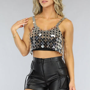 NEW1907 Zilveren Coin Crop Top