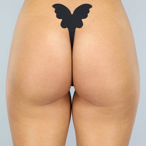 NEW2009 Zwarte Invisible Plak String met Vlinder