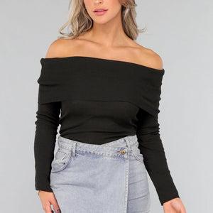 OP=OP.48.NL Geplooide Top met Blote Schouders