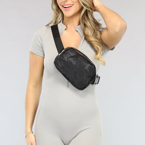 NEW2102 Zwarte Fanny Pack met Camouflage Print