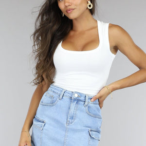 NEW2106 Witte Rib Tank Top