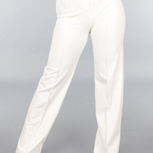 NEW220125 Rechte Cremekleurige Pantalon met Stretch in Tall Model