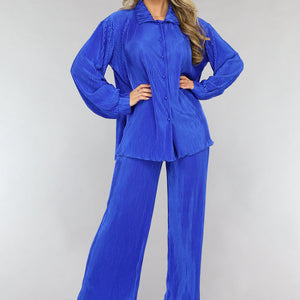 NEW2205 Blauwe Rib Co Ord Set