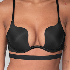 NEW2205 Zwarte Push Up BH met Lage Uitsnede