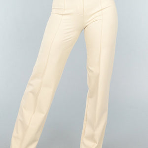 NEW2404 Elastische Straight Leg Pantalon in Beige