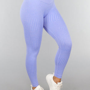 NEW2407 Gestreepte Print Yogabroek in Lavendel