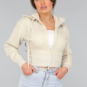 NEW2412 Kort Aansluitend Beige Vest met Rits