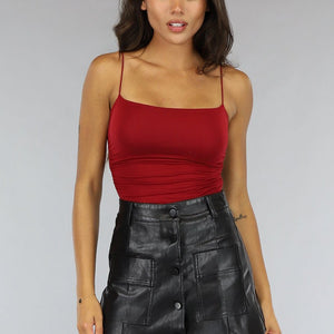 NEW2607 Wijnrood Basic Topje met Paddings