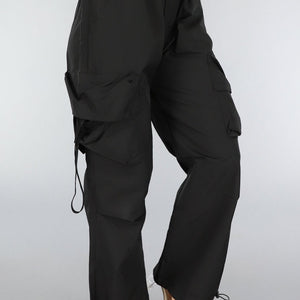 NEW2607 Zwarte Parachute Cargo Broek