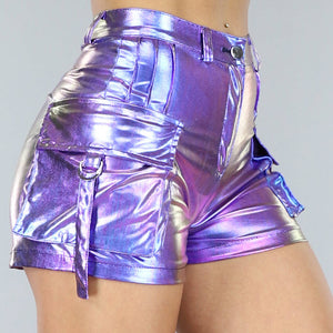 NEW2806 Paarse Holografische Cargo Short