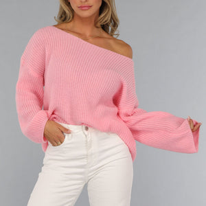 NEW2808 Roze Gebreide Oversized Trui