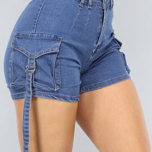 NEW2905 Donkerblauwe Denim Short met Zakken