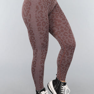 NEW3010 Bruine Leopard Sportlegging met Scrunch