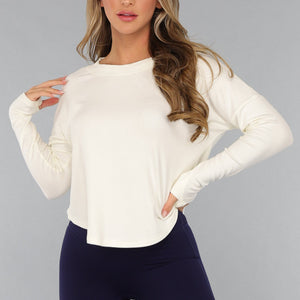 OP=OP.33.S Créme Ribstof Open Rug Lounge Shirt