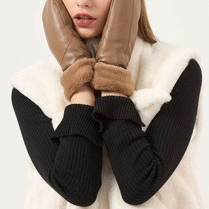 NEW3010 Lederlook Wanten met Bont Randje