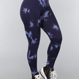 NEW3010 Navy Sportlegging met Tie Dye Print